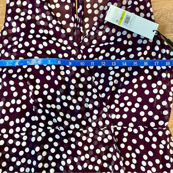❄️ NWT Calvin Klein 14 Purple Polka Dot Asymmetrical Maxi V-Neck Tank Dress - Picture 3 of 7